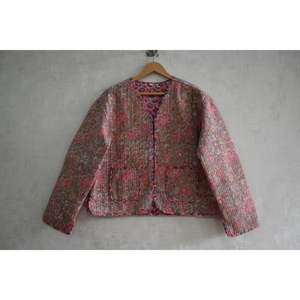 Hand Block Print Woven Floral Cotton Quilted Reversible Eco-Friendly <b>Jacket</b> <b>for</b> <b>Women</b> Casual Winter Wear - Product Image 1