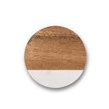Dessous de verre carrés créatifs en bois d'acacia et pierre de marbre pour thé café boissons ensemble de sous-verres en bois de marbre pour bar maison - Product Image 5