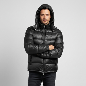 2026 Wholesale Custom <b>Canvas</b> Hooded Puffer Jacket Men's Premium Quality Breathable Waterproof Winter Wear Solid Color - Product Image 5