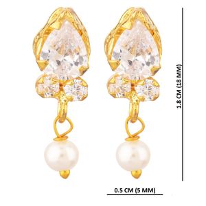 Indian Cubic Zirconia CZ Pearl <b>Drop</b> Stud <b>Earrings</b> Pierced Jewelry for Women - Product Image 3