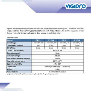 Interruptor de alarma antirrobo montado en plata, interruptor de llave de 2 teclas, dos posiciones, de un solo polo, doble lanzamiento (SPDT) LED - Product Image 2