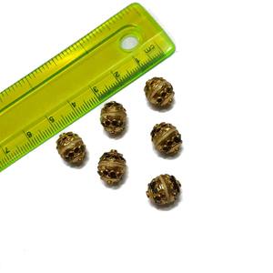 Cuentas Meenakari doradas de 9x12mm Jaipri | Cuentas espaciadoras redondas de aleación para la fabricación de joyas | Cuentas artesanales indias sueltas al por mayor - Product Image 1