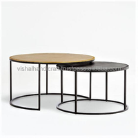 Table d'appoint en bois massif au design unique, écologique, traditionnelle et antique, avec rangement et structure métallique pour salle à manger et chambre à coucher