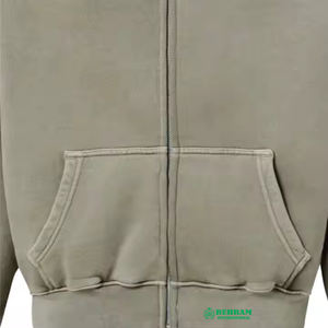 Sweat à capuche zippé en molleton de coton 500 GSM avec strass, séchage rapide, respirant, imprimé et brodé, personnalisé, unisexe - Product Image 5