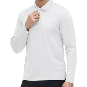 Polo à manches longues écologique pour hommes en coton biologique bambou respirant coupe ajustée imprimé vêtements décontractés commande en gros - Product Image 2