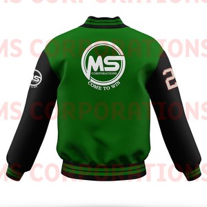 Blouson aviateur universitaire écologique en satin avec logo brodé en chenille personnalisé OEM grande taille à l'épreuve du vent pour hommes - Product Image 6