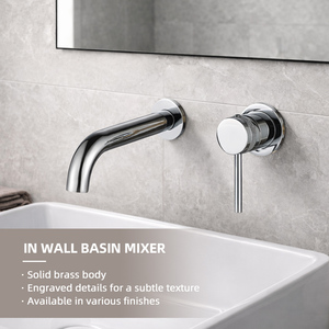 Mitigeur de lavabo mural moderne en laiton massif avec poignée gravée, cartouche en céramique haute densité, capteur sans contact, pour hôtel - Product Image 2