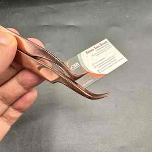 Pinzas de extensión de pestañas de volumen clásico, pinzas de pestañas de marca privada de acero inoxidable sostenible con plasma de oro rosa - Product Image 3