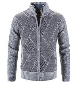 Suéter de punto gofrado de invierno para hombre, suéteres de talla grande para hombre, cárdigans con forro, cremallera, chaqueta de alta calidad, suéter para hombre - Product Image 1