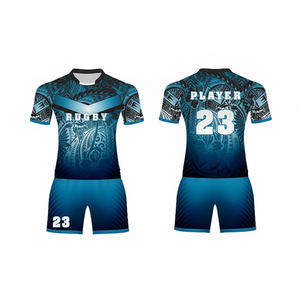 Ensemble de maillots de rugby unisexes personnalisés, dernier modèle, confortables, respirants, non décolorants, séchage rapide, grande taille, imprimés par transfert thermique, 100% - Product Image 1