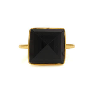 แหวนกรอบชุบทอง18K ทำด้วยมือคุณภาพสูง12มม. อัญมณีโอนิกซ์สีดำธรรมชาติอัญมณีงดงามเครื่องประดับสำหรับผู้หญิงปาร์ตี้งานแต่งงาน - Product Image 4