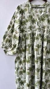 Vestido Midi con estampado bohemio Tropical mangas abullonadas hecho a mano Flowy Summer Resort Wear vestido de algodón informal perfecto para 100% algodón - Product Image 5