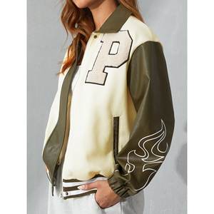 Chaqueta de moto de cuero PU acolchada de gran tamaño para mujer, abrigo de béisbol de manga larga holgado con relleno de algodón, diseño de vaca y oveja - Product Image 5