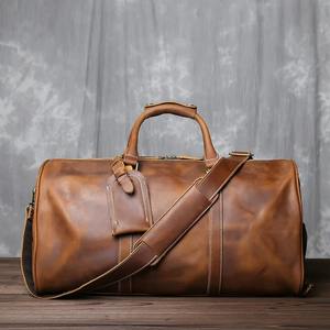 Nouveau sac de voyage en cuir véritable noir de grande capacité pour hommes - Product Image 5
