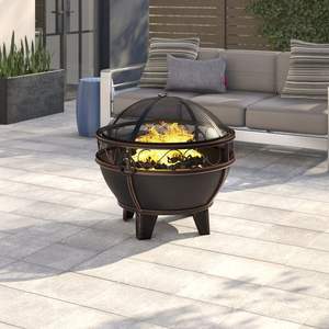 Outdoor garden iron <b>fire</b> <b>pit</b> with mesh spark cover perfect <b>for</b> safe bonfire family night gathering - Product Image 3