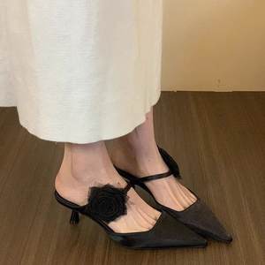 Sandalias de tacón de moda de verano para mujer, zapatos de tacón alto informales, cómodos y versátiles, de cuero genuino - Product Image 2