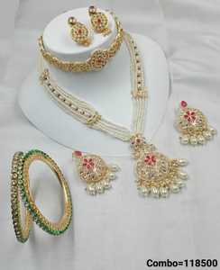 DOS PIEZAS CON ESTILO TRADICIONAL MOTIPEARL MALA Y COLLAR DE GARGANTILLA A LA MODA CONJUNTO CON BRAZALETES CONJUNTO DE JOYERÍA MUJER Y NIÑAS - Product Image 2