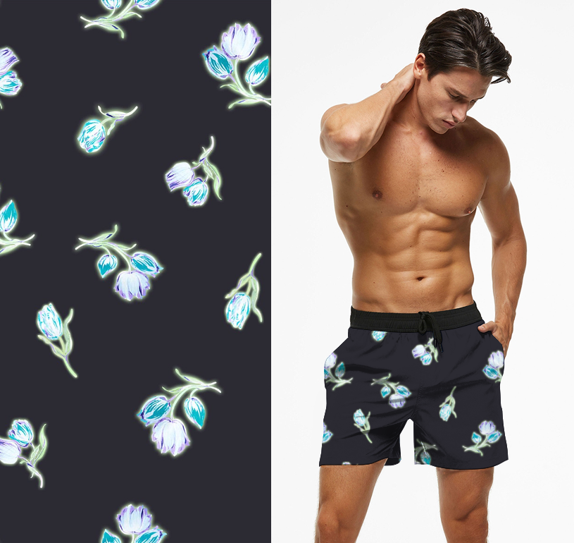 Sustainable Swimwear & Sportswear Shorts Stretch Printed Fabric Made From Recycled Ocean Plastics for Girls