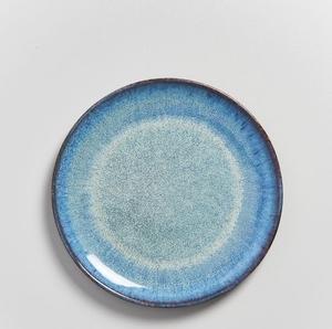 Plato de cerámica rústico azul claro, estilo artesanal, vajilla moderna, plato redondo para servir, oferta, plato con esmalte azul suave - Product Image 2