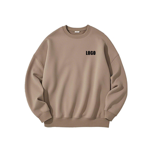 OEM Custom Men's 100% Cotton French Terry Pullover Sweatshirt Jumper Oversized Mock Neck Blank Plain <b>Crewneck</b> Drop Shoulder - Product Image 4