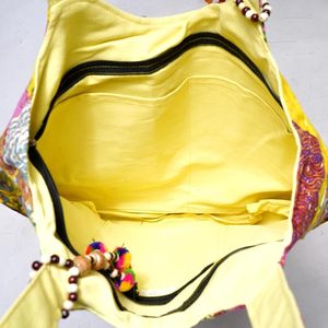 Bolso de mano de algodón bordado de Rajasthani para mujer, bandolera cruzada de algodón puro, bandolera de lona portátil - Product Image 6