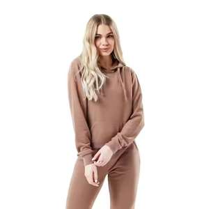 Top corto de algodón orgánico personalizado para mujer, pantalones para correr, sudadera, conjunto de chándal con capucha de 2 piezas para correr - Product Image 4