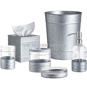 Ensemble de salle de bain en métal et acier inoxydable de 9 pièces de la collection Unique Carré poli brillant avec vadrouille Travail fini - Product Image 3