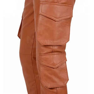 Pantalon en cuir pour homme à marque privée, coupe droite, léger, décontracté, taille mi-haute, respirant, coupe-vent, confortable, pour usage extérieur - Product Image 4