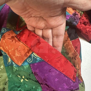 Geometric Print <b>Zip</b> <b>Up</b> <b>Jacket</b> 90s Street Style Color Block Design <b>Jacket</b> For Streetwear And Casual Use - Product Image 4