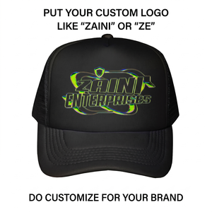 Gorra Trucker Negra ZAINI Premium de 260 GSM, 100% Algodón, 5 Paneles, Malla Trasera, Visera Curva, Logotipo Personalizado Bordado, Impermeable - Product Image 1