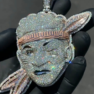 เครื่องประดับอัญมณีชั้นดีราคาสีขาวและเสน่ห์โซ่สไตล์ฮิปฮอปเครื่องรางราคาดีที่สุดด้วยเพชรโมอิสชุบทองของผู้ชาย - Product Image 5