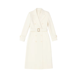 Manteau long décontracté pour femme en laine à double boutonnage, col montant uni, coupe-vent, doux et respirant, ODM, écologique - Product Image 3