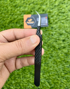 Tốt nhất cô lập Lash Tweezer cho lông mi mở rộng Bạc nhọn <span class=keywords><strong>tip</strong></span> sợi tỏa sáng màu Đen Kim Cương Grip làm bằng thép không gỉ - Product Image 6