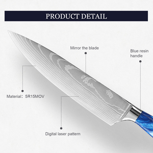 Venta al por mayor personalizado de alta calidad OEM de acero inoxidable de alto carbono herramientas de cocina cuchillo Damasco patrón láser Cocina Chef cuchillos - Product Image 2