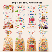 Sacs d'emballage autocollants en OPP imprimés pour activités scolaires, fêtes d'anniversaire, cadeaux de fêtes, biscuits, bonbons et petits articles