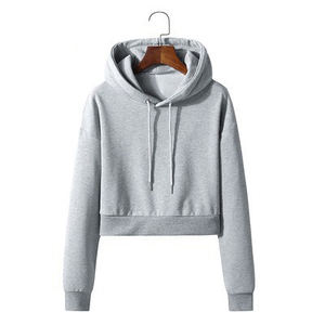 High Quality <b>Black</b> Women's Hoodie Blanks Solid Color Crop Top with Stand Collar Casual Loose Fit Breathable Winter Gym Wear - Product Image 6