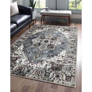Alfombra Lavable Tribal Azul Egeo RWNL1014 de Rug Weavers, Venta al por Mayor con Envío Directo, Chenilla Lavable, 10 Tamaños - Product Image 2