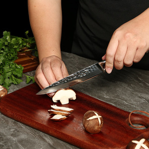 Couteau de cuisine professionnel en gros personnalisé OEM ODM service couteau à fruits ambidextre à lame tranchante fixe en acier Damas - Product Image 2