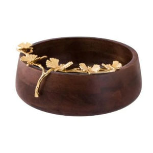 Vente en gros Bol décoratif en bois de manguier de haute qualité Vaisselle décorative en forme de feuille en métal poli pour mariage Saladier de service à la maison - Product Image 2