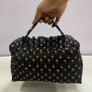 Pochette de voyage matelassée en coton écologique noir nuit, multi-usages, faite à la main, pour usage quotidien, bagages et courses - Product Image 4