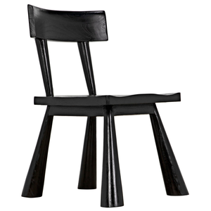 Silla de madera negra maciza con patas cónicas y diseño minimalista - Product Image 2
