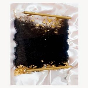 Plateau de service en résine fait main, émail coloré, design moderne brillant, utilisation sur table basse, fruits, desserts, amuse-gueules, cadeaux, 100 pièces - Product Image 6