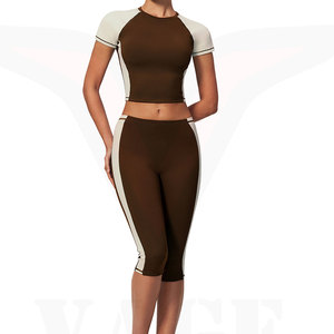 Conjuntos de shorts de yoga de cintura alta para mujer, de tela ligera sin costuras y de alta calidad, para fitness, entrenamiento, práctica de yoga y ejercicio. - Product Image 1
