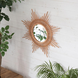 Espejo de ratán en forma de estrella artesanal, decoración de pared natural para guardería, sala de estar o espejo colgante de pared de entrada - Product Image 4