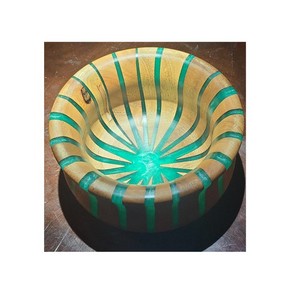 Design décoratif avec bol en bois d'acacia massif de forme ronde en résine avec bol en bois fini naturel d'Inde - Product Image 2
