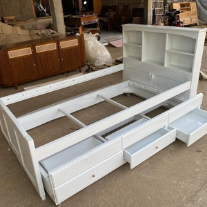 Lit simple en bois blanc moderne du Vietnam avec étagères et tiroirs de rangement intégrés pour chambre à coucher, usage commercial - Product Image 2