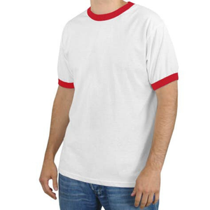 2025 manga corta 100% algodón camiseta lisa logotipo personalizado cuello redondo con costilla en contraste camiseta para hombre - Product Image 6