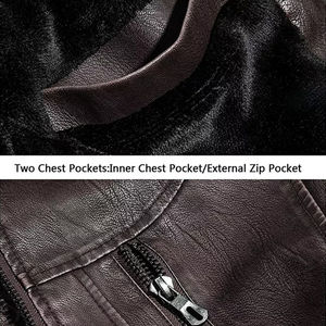 Trendy Soft <b>Men</b> Leather <b>Jacket</b> Daily Comfortable Durable Stylish Fashion Use Lightweight Waterproof Front Logo - Product Image 2