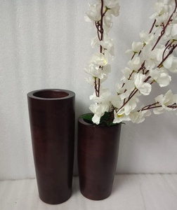 Moderne Moyen Grand Luxe Ferme Brun Foncé Vintage Vente Chaude Indien Mango Bois Jardin Sculpté À La Main jardinière Fleur Vase pots - Product Image 6