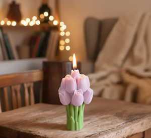 Bougie décorative parfumée artisanale en forme de bouquet de tulipes tendance pour les mariages, la décoration de la maison et les cadeaux, prix de gros - Product Image 5